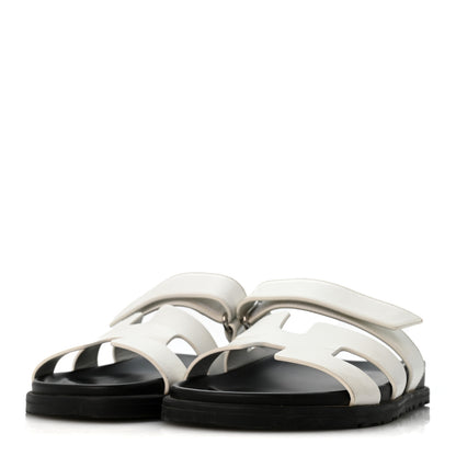 Hermes Calfskin Womens Chypre Sandals 37.5 White 4 of 11