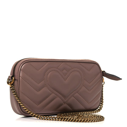 Gucci Calfskin Matelasse Mini GG Marmont Chain Crossbody Bag Porcelain Rose 3 of 9