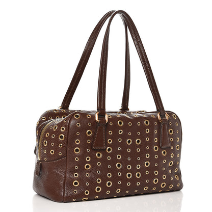 Prada Vitello Daino Grommet Satchel Bruciato 3 of 8
