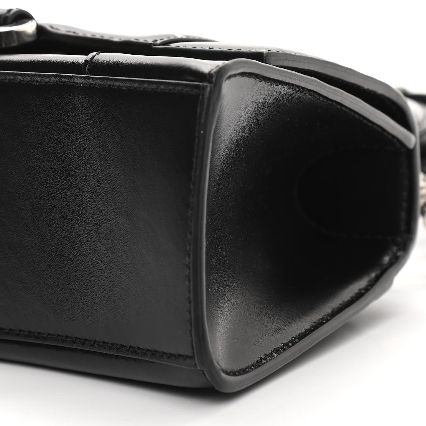 Box Calfskin Graffiti Logo Hourglass Top Handle Bag XS Black Silver