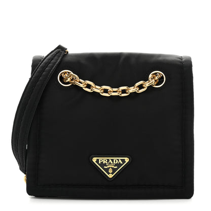 Prada Tessuto Nylon Chain Flap Shoulder Bag Black 1 of 9