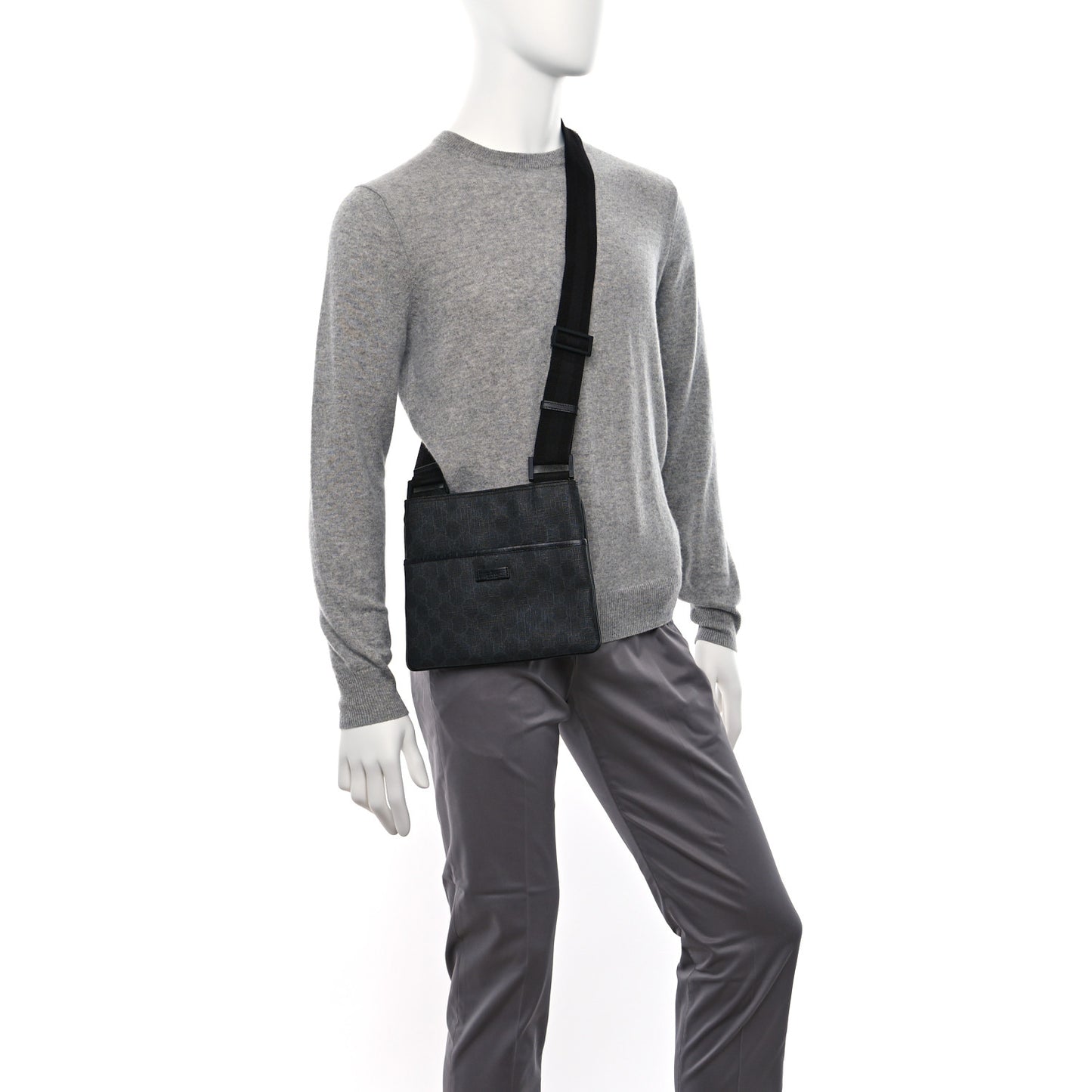 GG Plus Flat Messenger Bag Black Grey