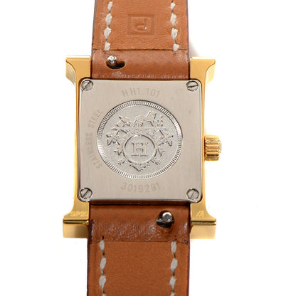 Hermes Stainless Steel Epsom 21mm Heure H Hour Quartz Watch Gold 6 of 10