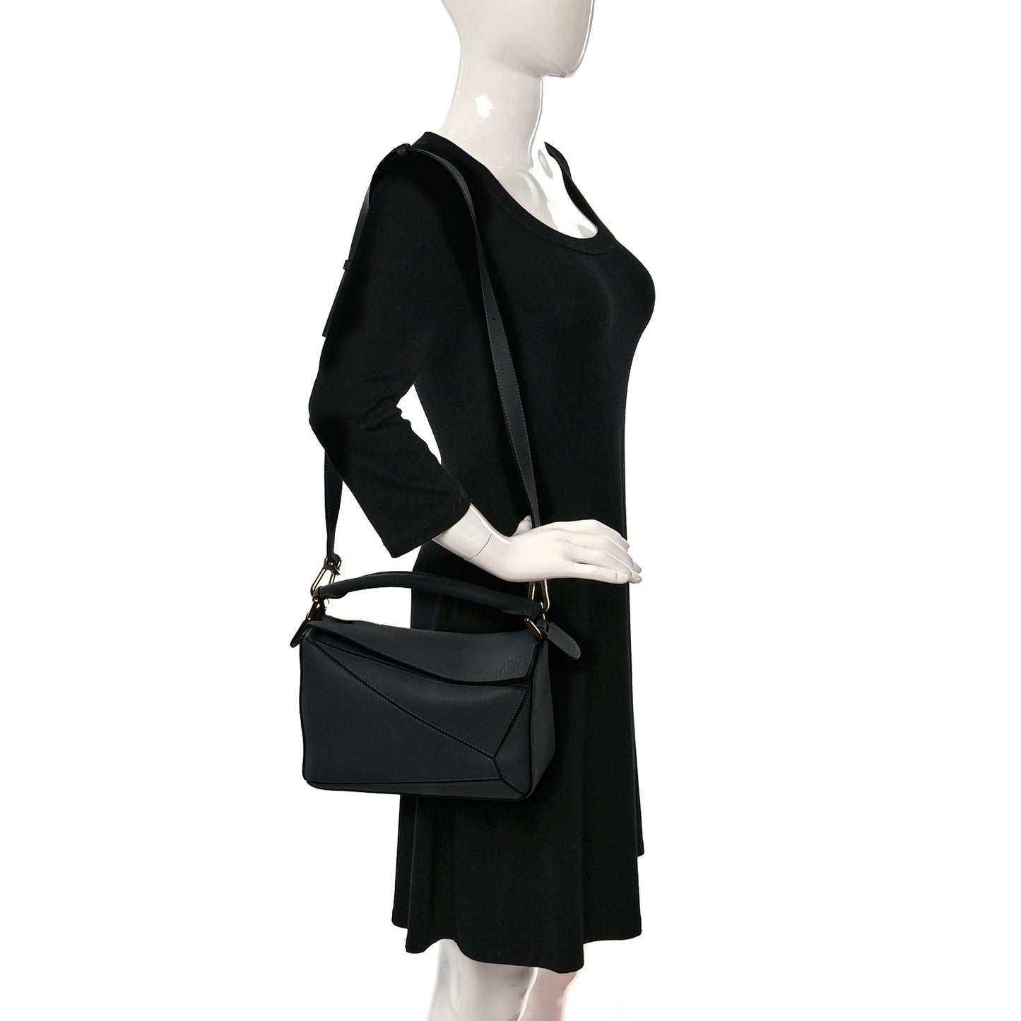 Calfskin Small Puzzle Bag Black