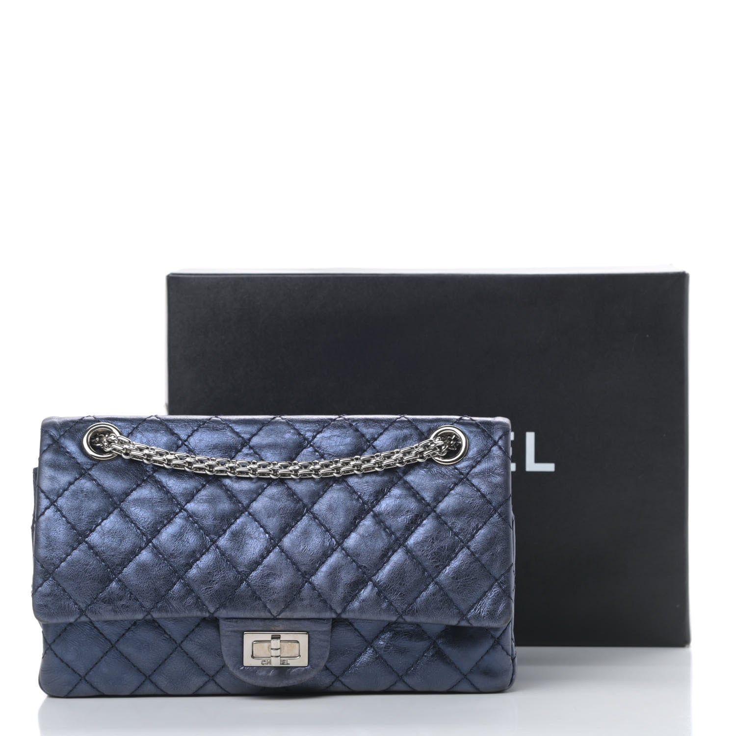 Chanel Metallic Aged Calfskin Quilted 2.55 Reissue 225 Flap Blue 15 of 15