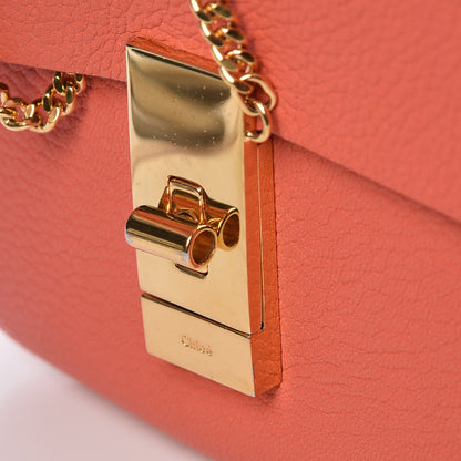 Chloe Grained Lambskin Mini Drew Shoulder Bag Orange 12 of 14