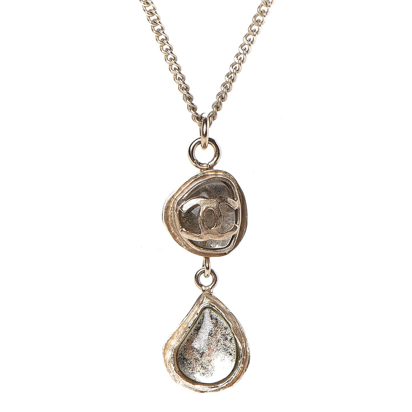 Gripoix CC Pendant Necklace Gold