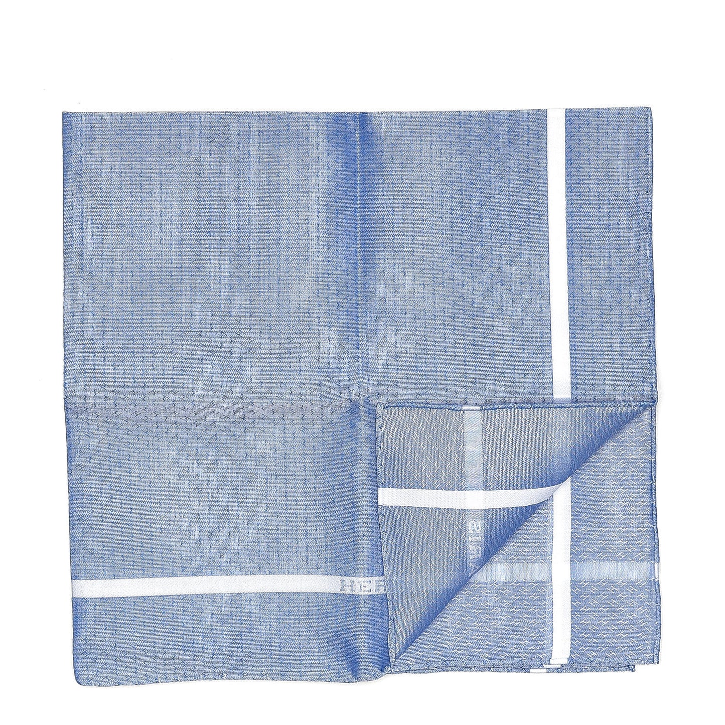 Cotton Hankachi Handkerchief Gift Set H Passant Jacquard d'H Bleu Ciel Bleu