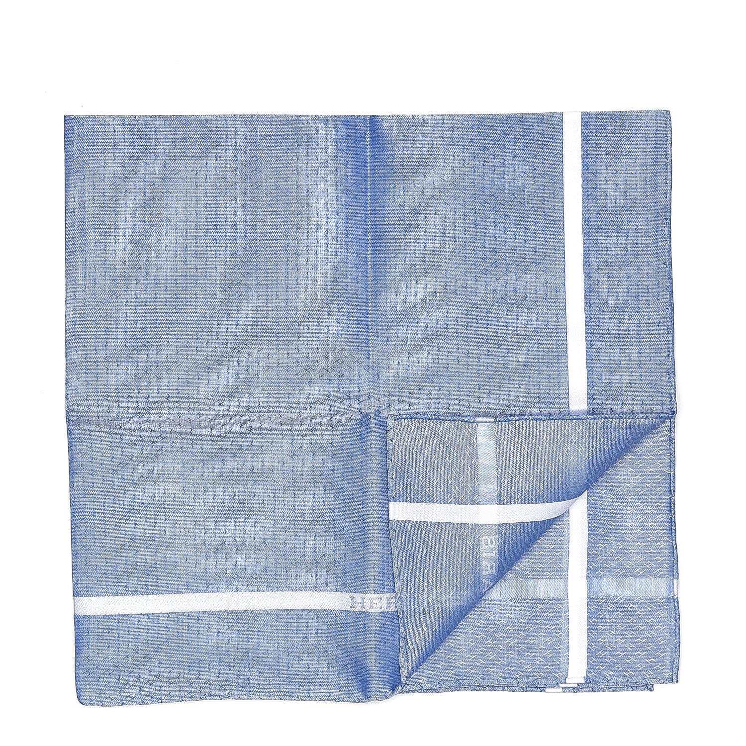 Hermes Cotton Hankachi Handkerchief Gift Set H Passant Jacquard d'H Bleu Ciel Bleu 3 of 11