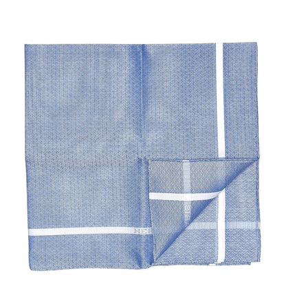 Hermes Cotton Hankachi Handkerchief Gift Set H Passant Jacquard d'H Bleu Ciel Bleu 3 of 11