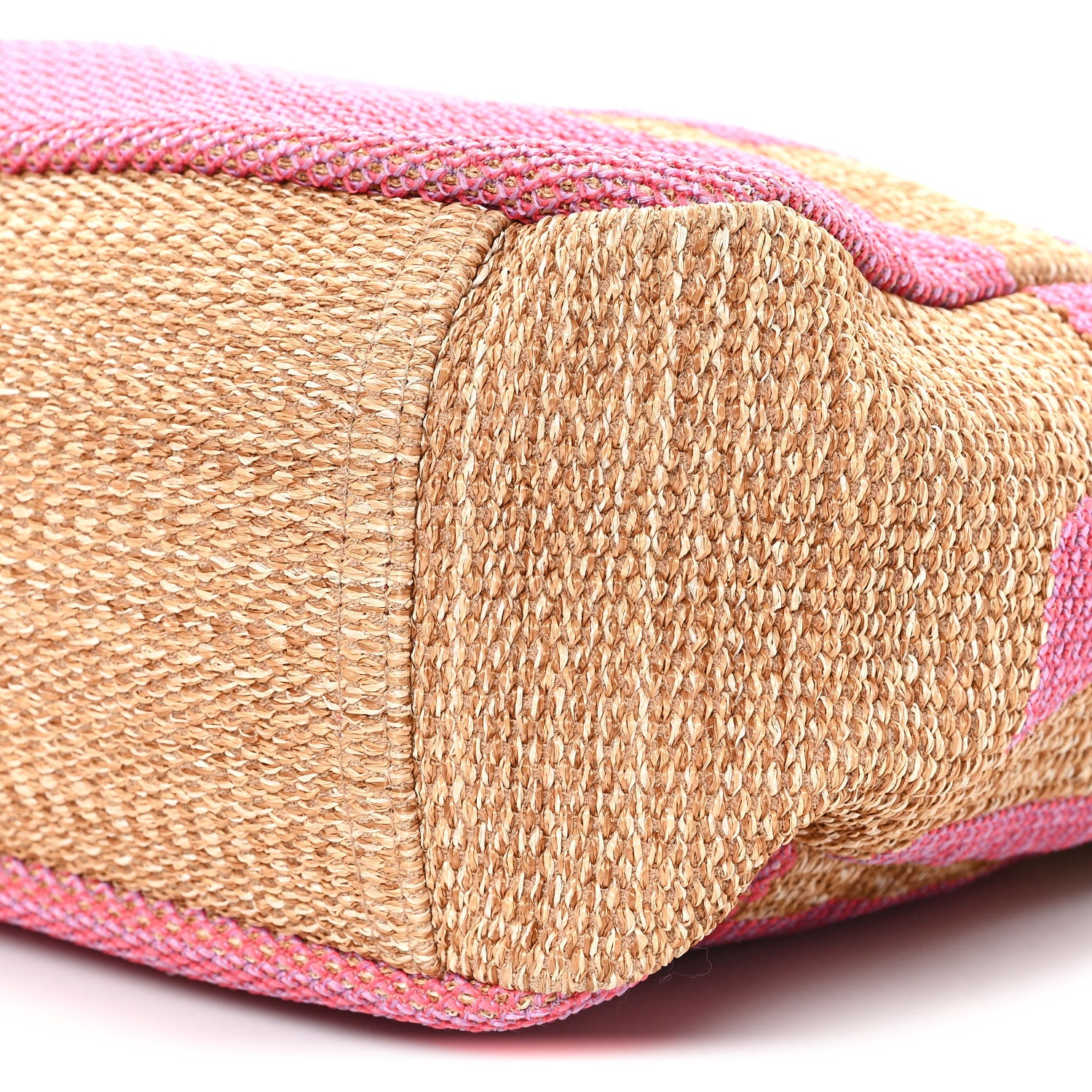Chanel Woven Straw Raffia Logo Tote Pink Beige 10 of 10