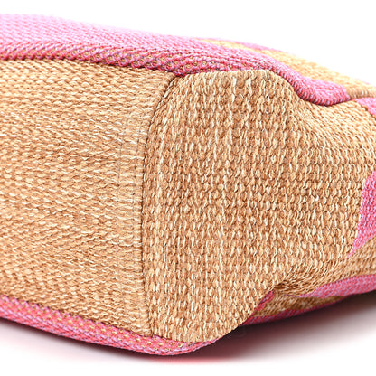 Chanel Woven Straw Raffia Logo Tote Pink Beige 10 of 10