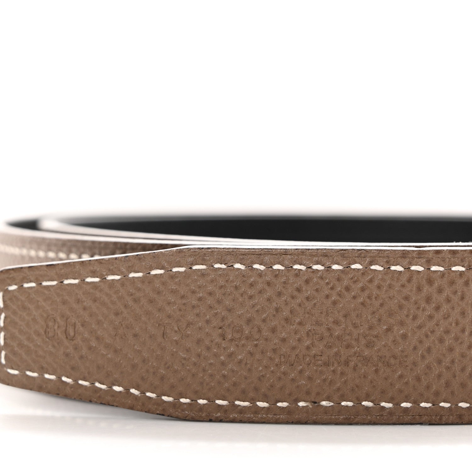 Hermes Swift Epsom 24mm Belt Strap 80 32 Black Etoupe 6 of 7
