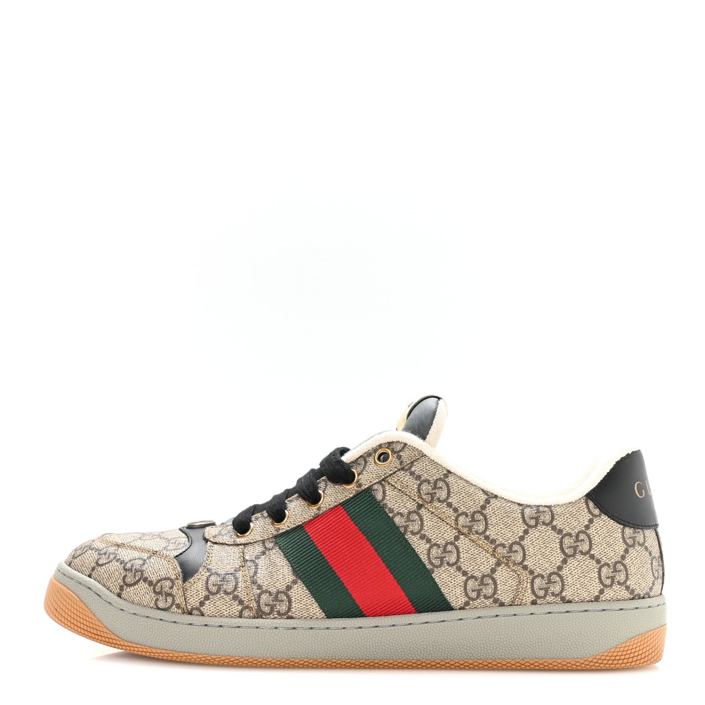 GG Supereme Monogram Miro Soft Calfskin Web Mens Screener Sneakers 9.5 Beige Ebony Black New Platinum