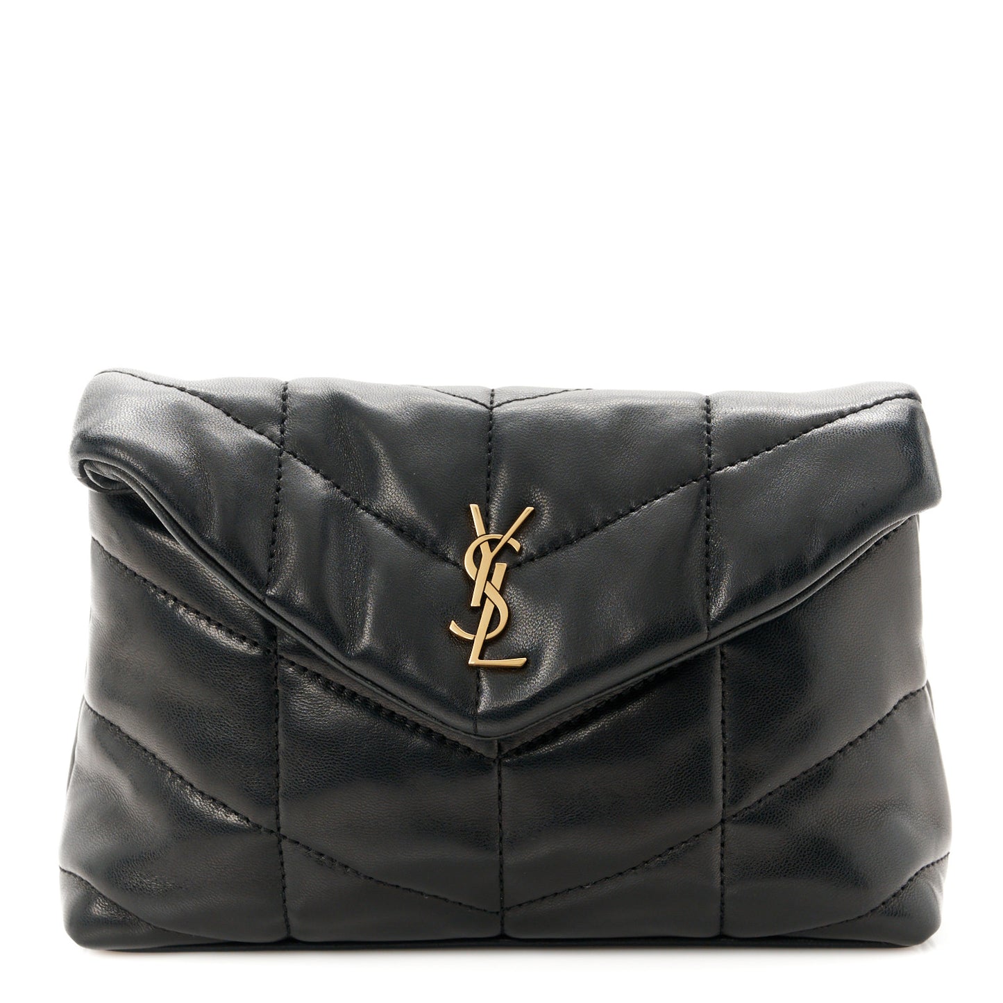 Lambskin Monogram Loulou Puffer Pouch Clutch Black