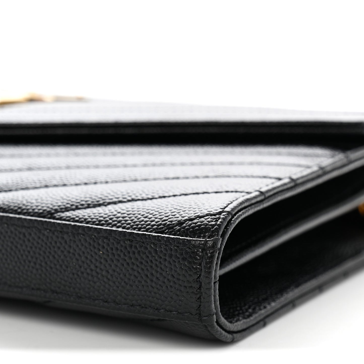Grain De Poudre Matelasse Chevron Monogram Chain Wallet Black