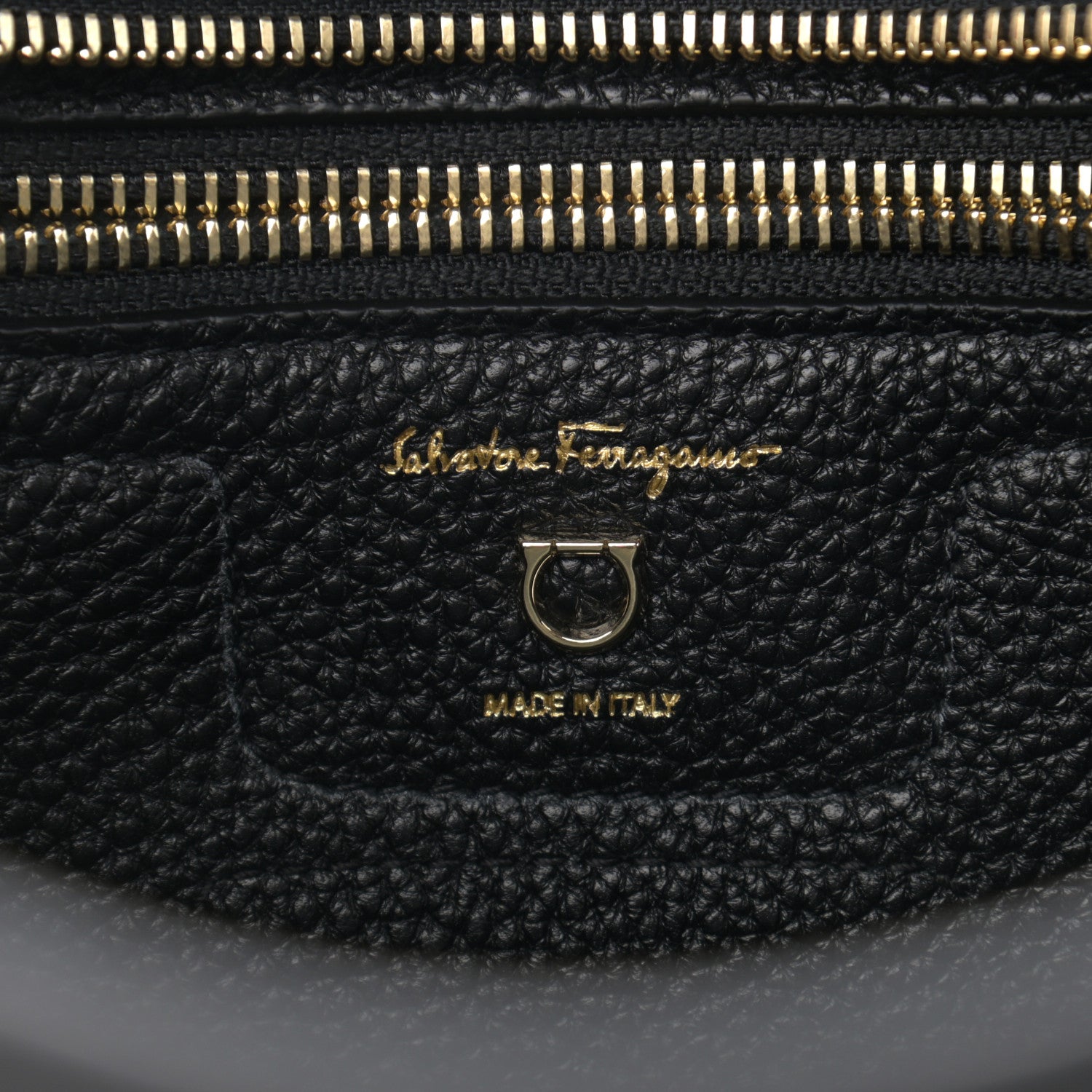Salvatore Ferragamo Hammered Calfskin Double Handle Small Amy Tote Black 6 of 12