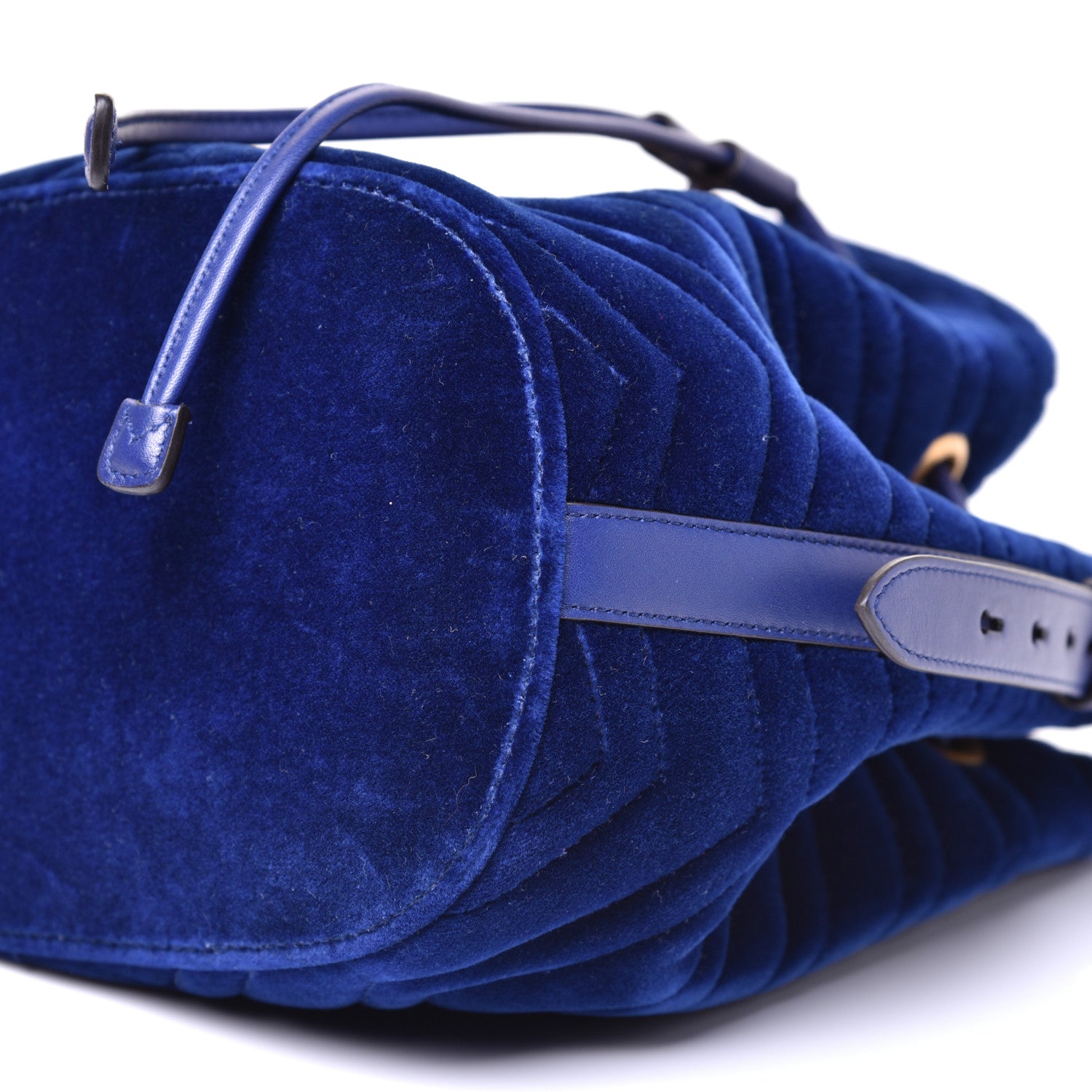 Gucci Velvet Matelasse GG Marmont Bucket Bag Cobalt Blue 9 of 16