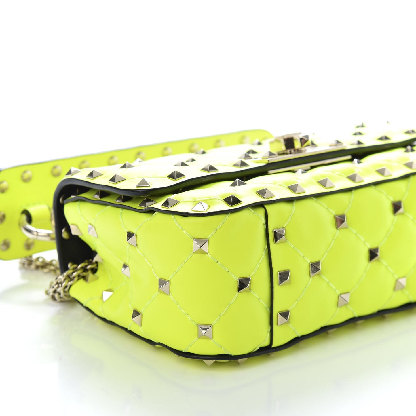 Calfskin Mini Rockstud Spike Shoulder Bag Lime
