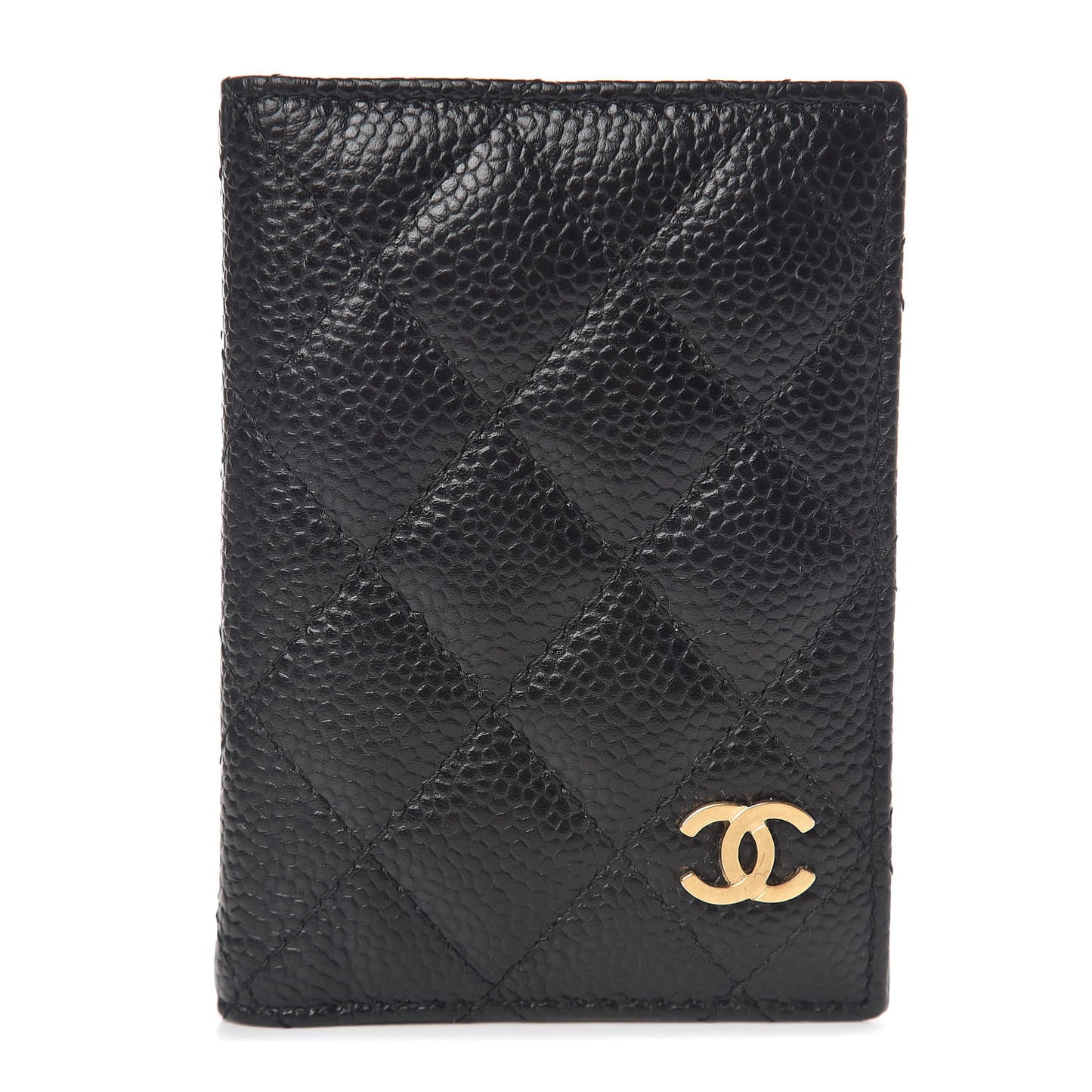 Caviar Quilted Card Holder Wallet Black