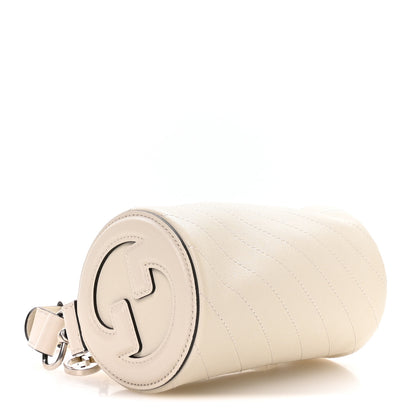 Gucci Sakai Be Green Calfskin Diagonal Stitched Mini Blondie Barrel Shoulder Bag Mystic White 4 of 10