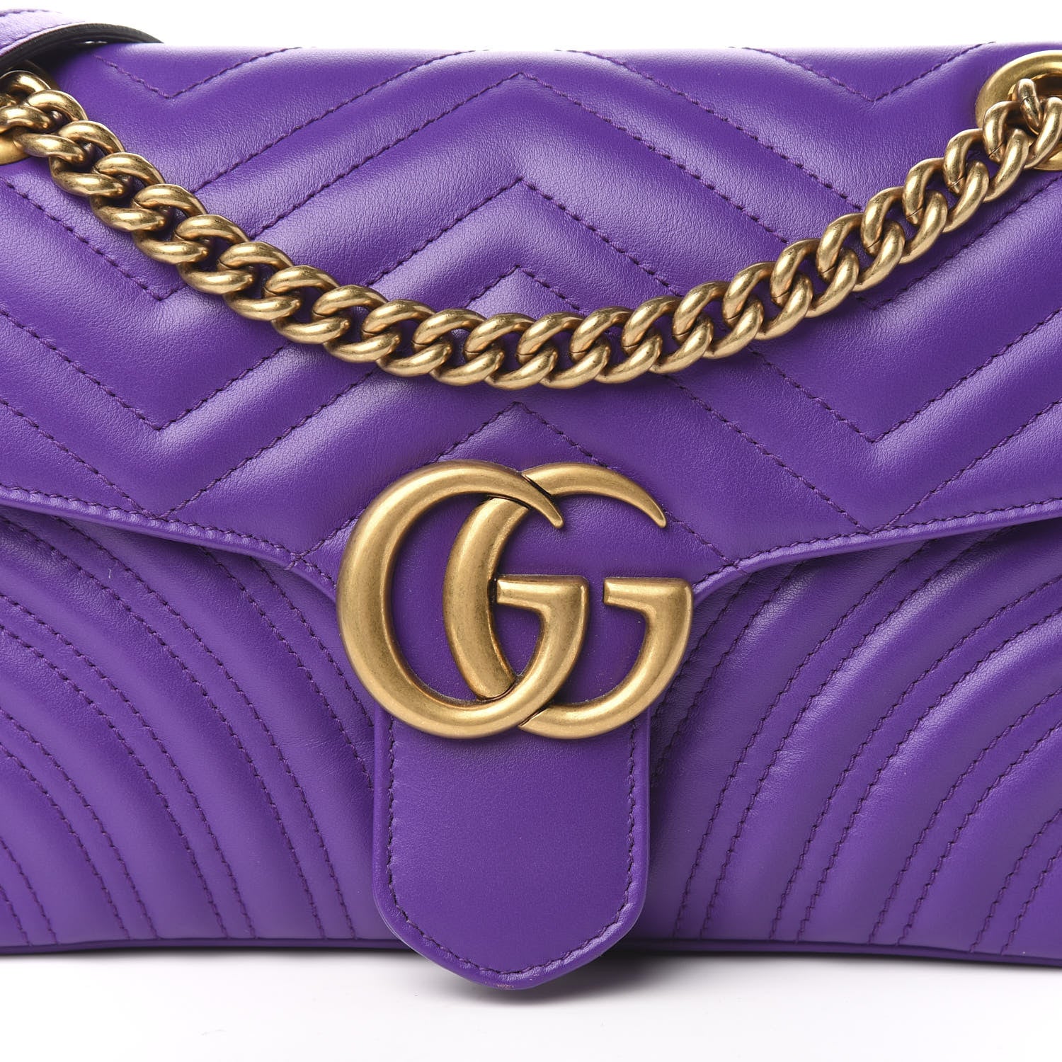 Gucci Calfskin Matelasse Small GG Marmont Shoulder Bag Shine Purple 10 of 10