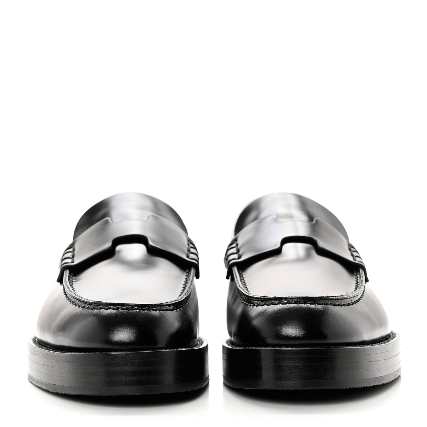 Glazed Calfskin Womens Hour Loafers 36 Black