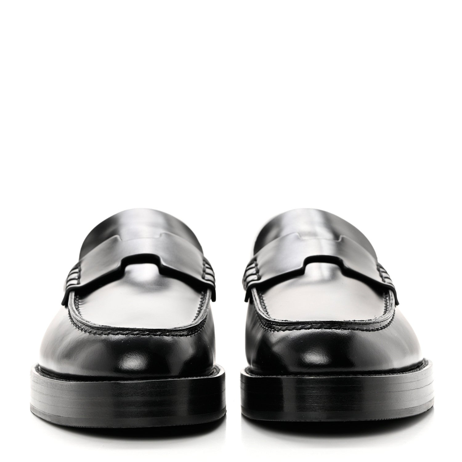 Hermes Glazed Calfskin Womens Hour Loafers 36 Black 2 of 9