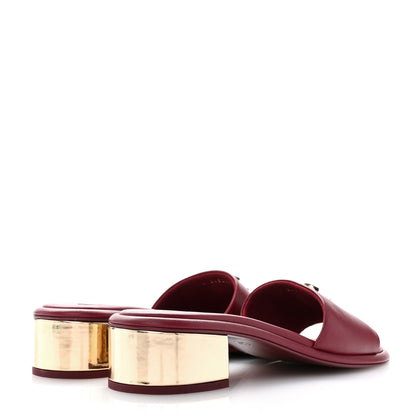 Chanel Lambskin CC Mules 38 Burgundy 4 of 10