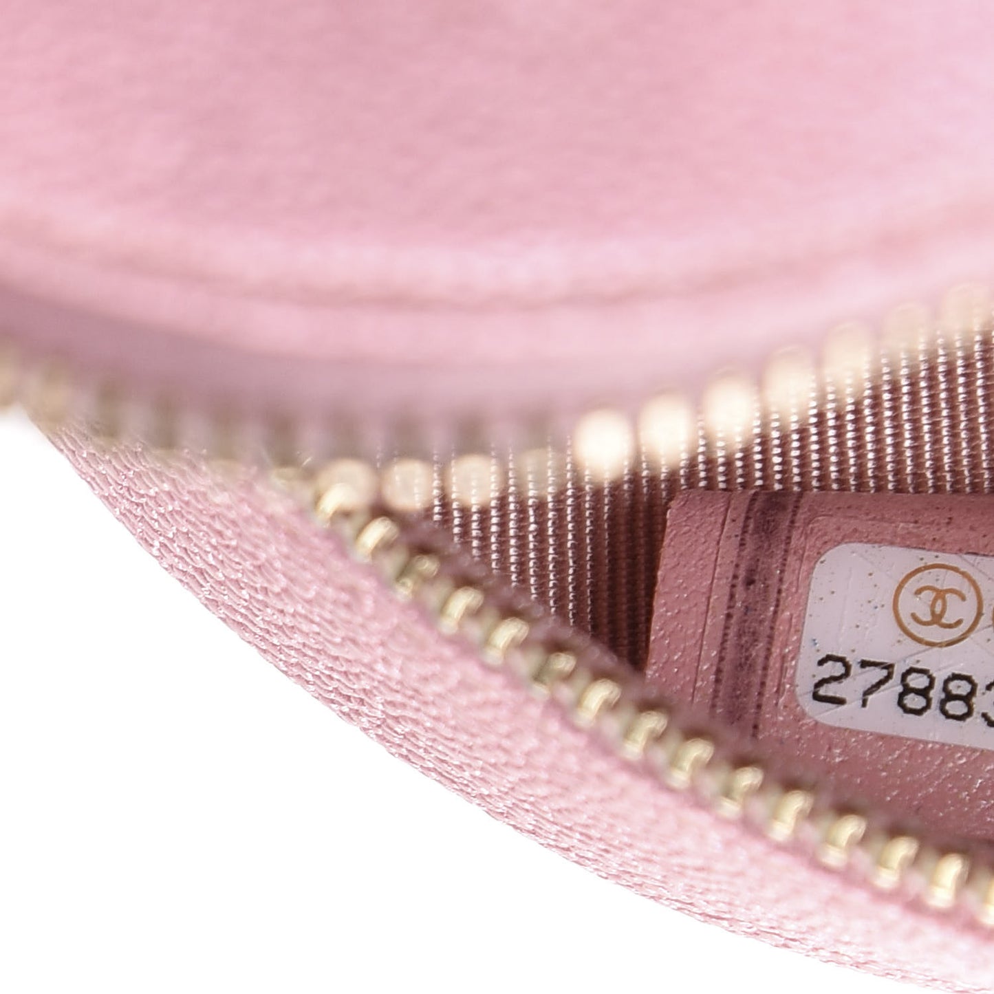 Iridescent Caviar Quilted Round Clutch With Chain Pink