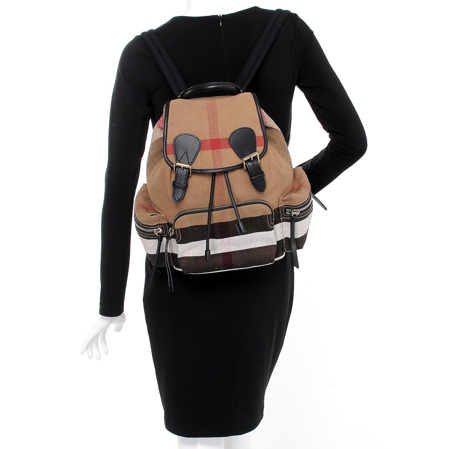 Canvas Mega Check Medium Rucksack Backpack Black