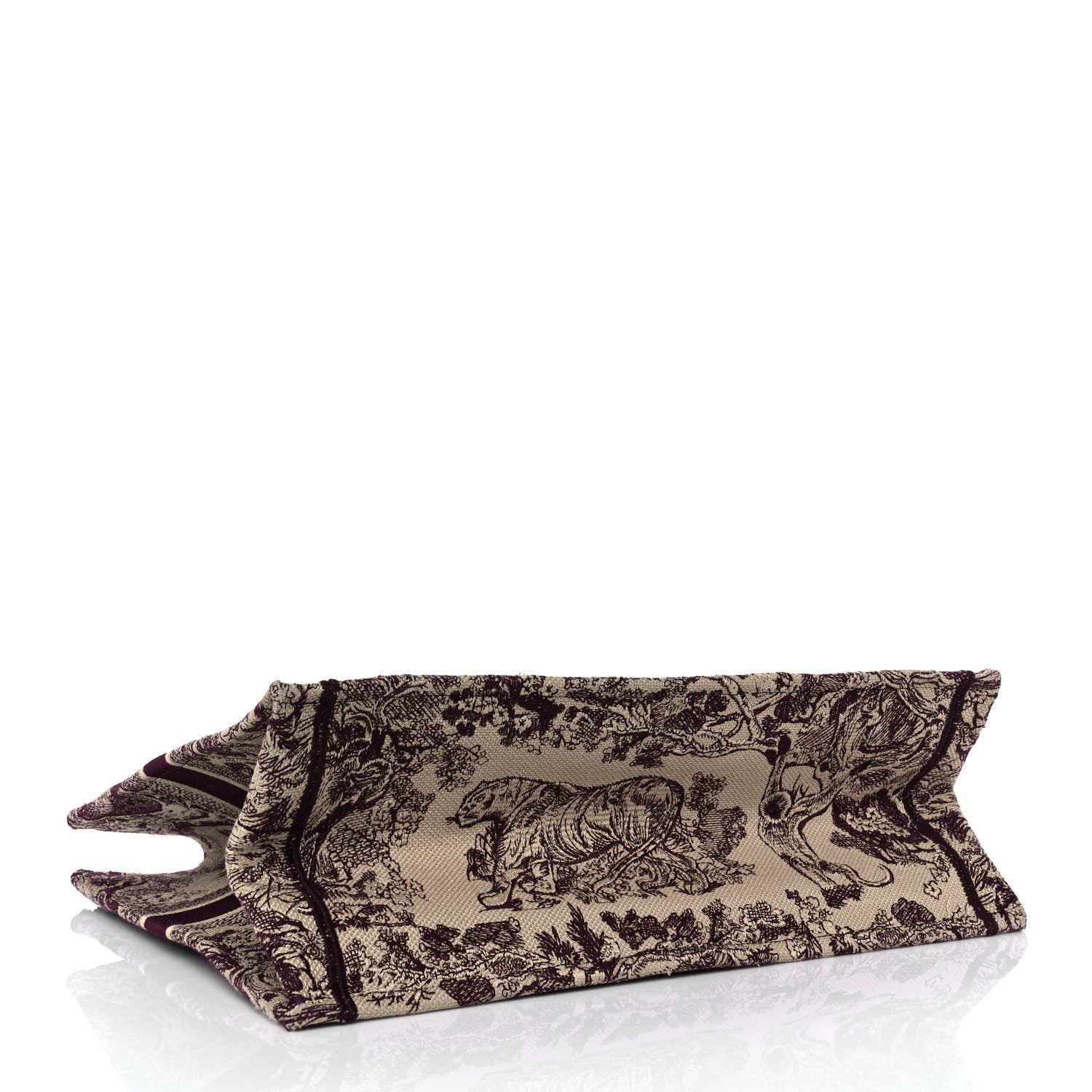 Christian Dior Canvas Embroidered Large Dioriviera Toile De Jouy Book Tote Burgundy 3 of 10