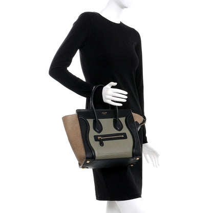 Celine Smooth Calfskin Suede Micro Tri-Color Luggage Almond 2 of 10