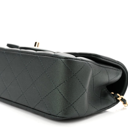 Chanel Iridescent Lambskin Quilted Mini Top Handle Rectangular Flap Dark Green 10 of 11