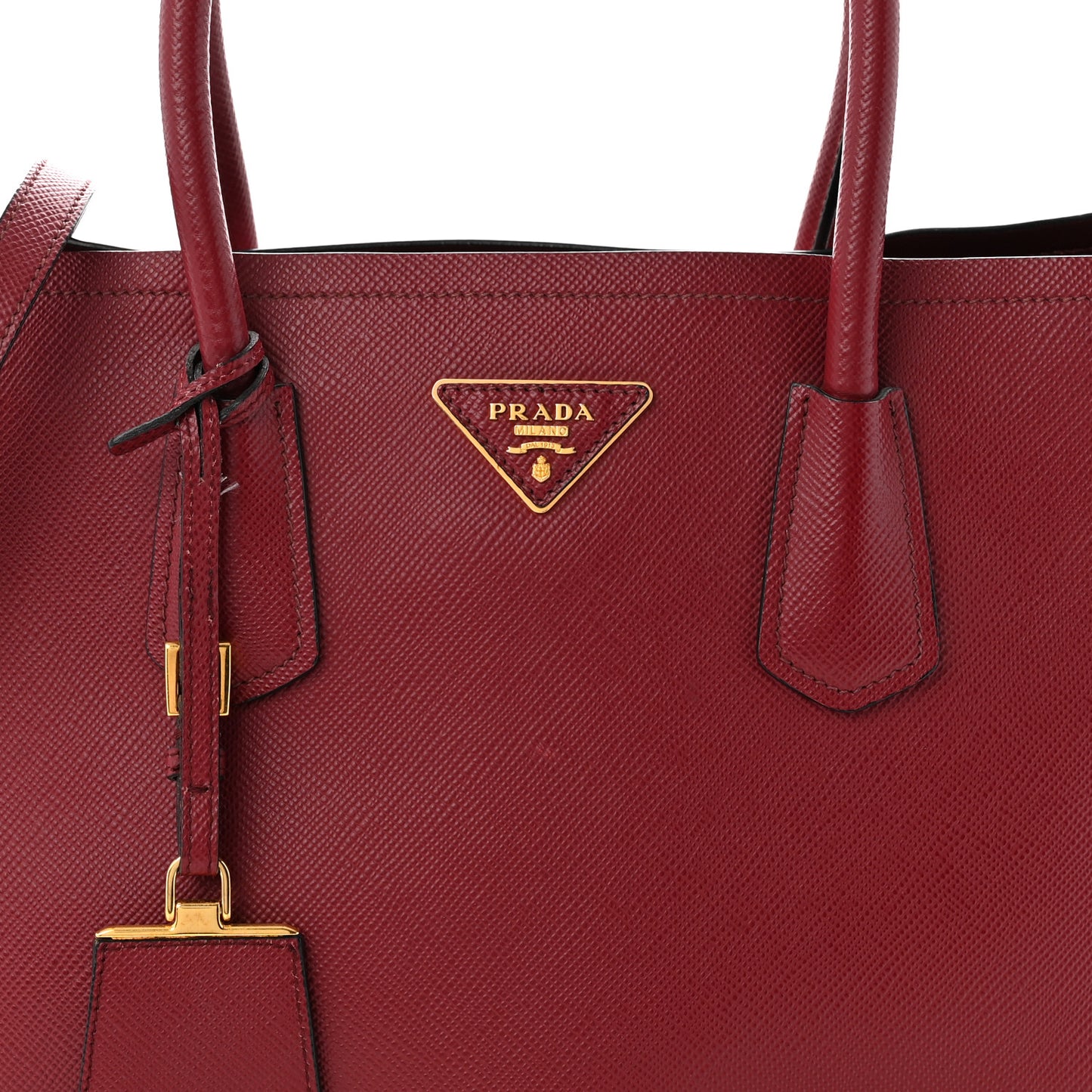 Saffiano Cuir Medium Double Bag Cerise