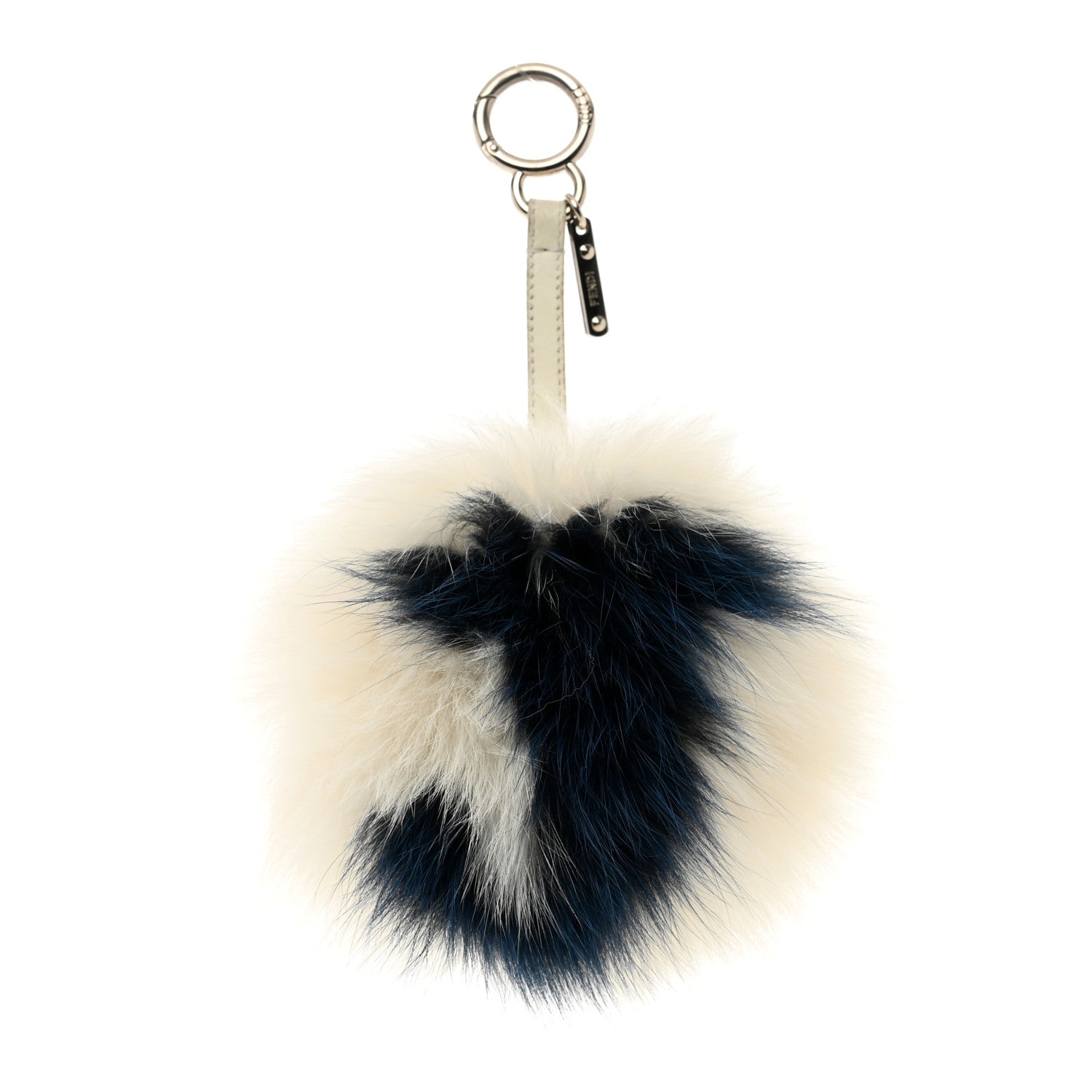 Fendi Fox Fur Shiny Nappa Bi-Color J ABCharm Bag Charm White Blue 1 of 4