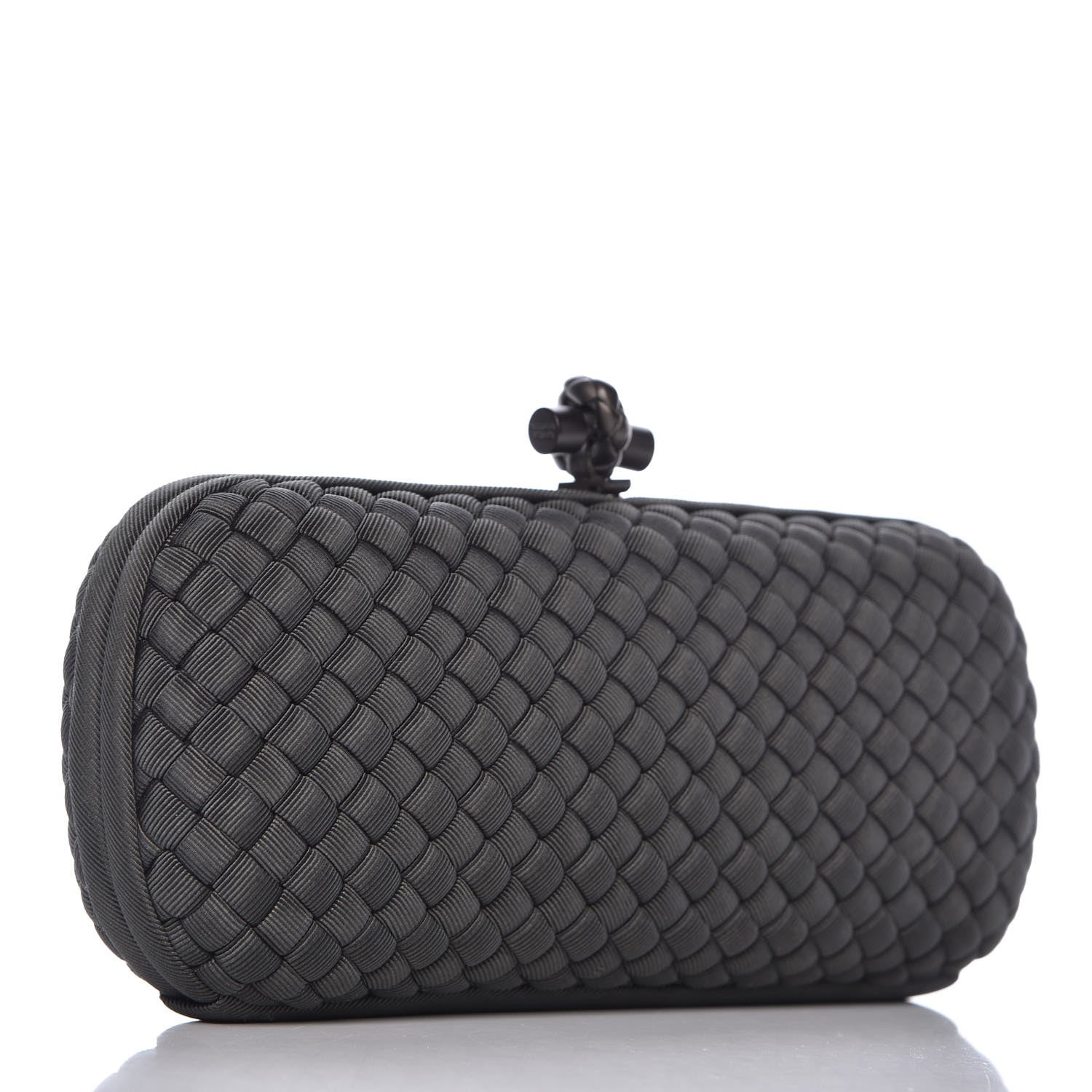 Bottega Veneta Silk Faille Intrecciato Knot Clutch Grey 3 of 6