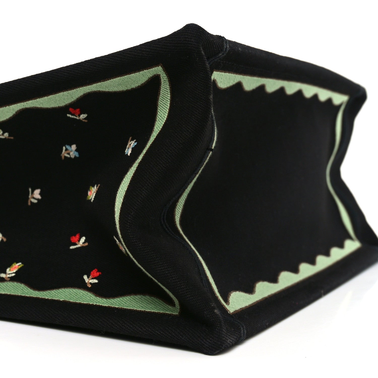 Christian Dior Canvas Embroidered Medium Dioramour Revolution Flowers Book Tote With Strap Black Multicolor 8 of 9