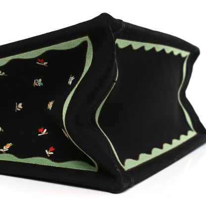 Christian Dior Canvas Embroidered Medium Dioramour Revolution Flowers Book Tote With Strap Black Multicolor 8 of 9