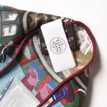 Hermes Silk Kachinas Giant Pointe Triangle Scarf Marine Rouge Bleu Glacier 5 of 6