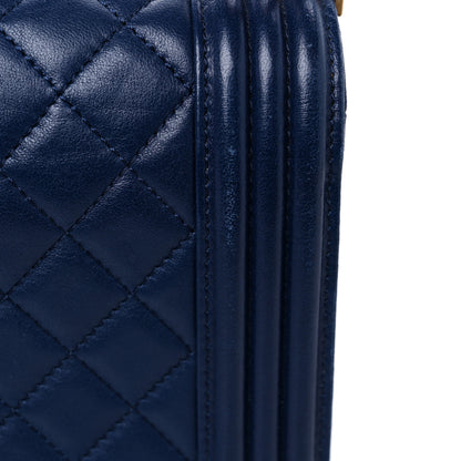 Chanel Lambskin Quilted Medium Boy Flap Dark Navy 17 of 18