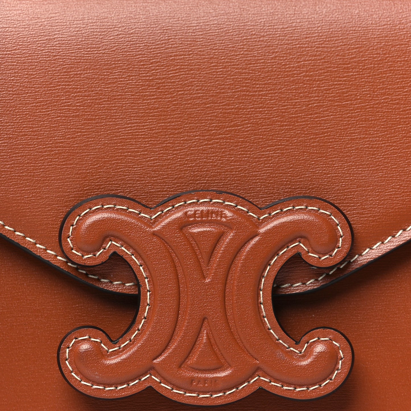 Shiny Calfskin Triomphe Margo Wallet on Chain Tan