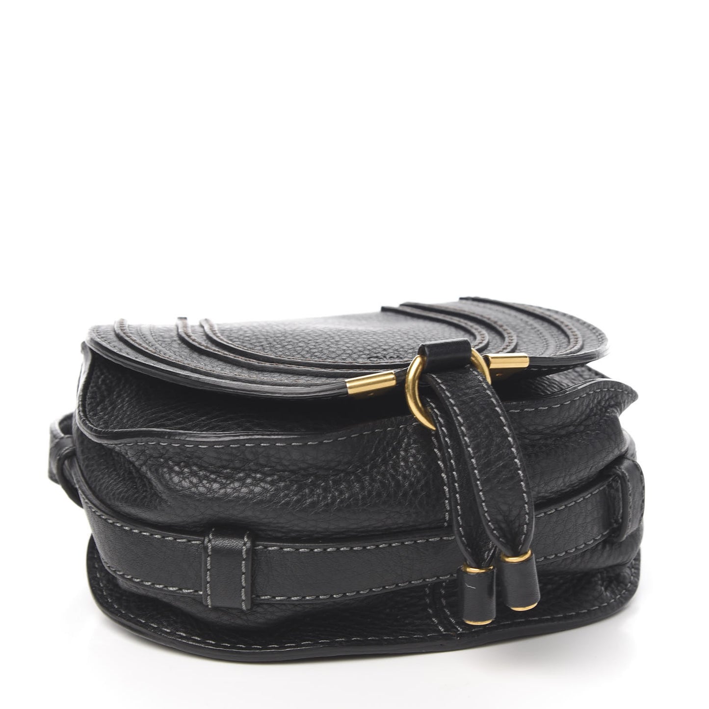 Calfskin Mini Marcie Round Crossbody Bag Black