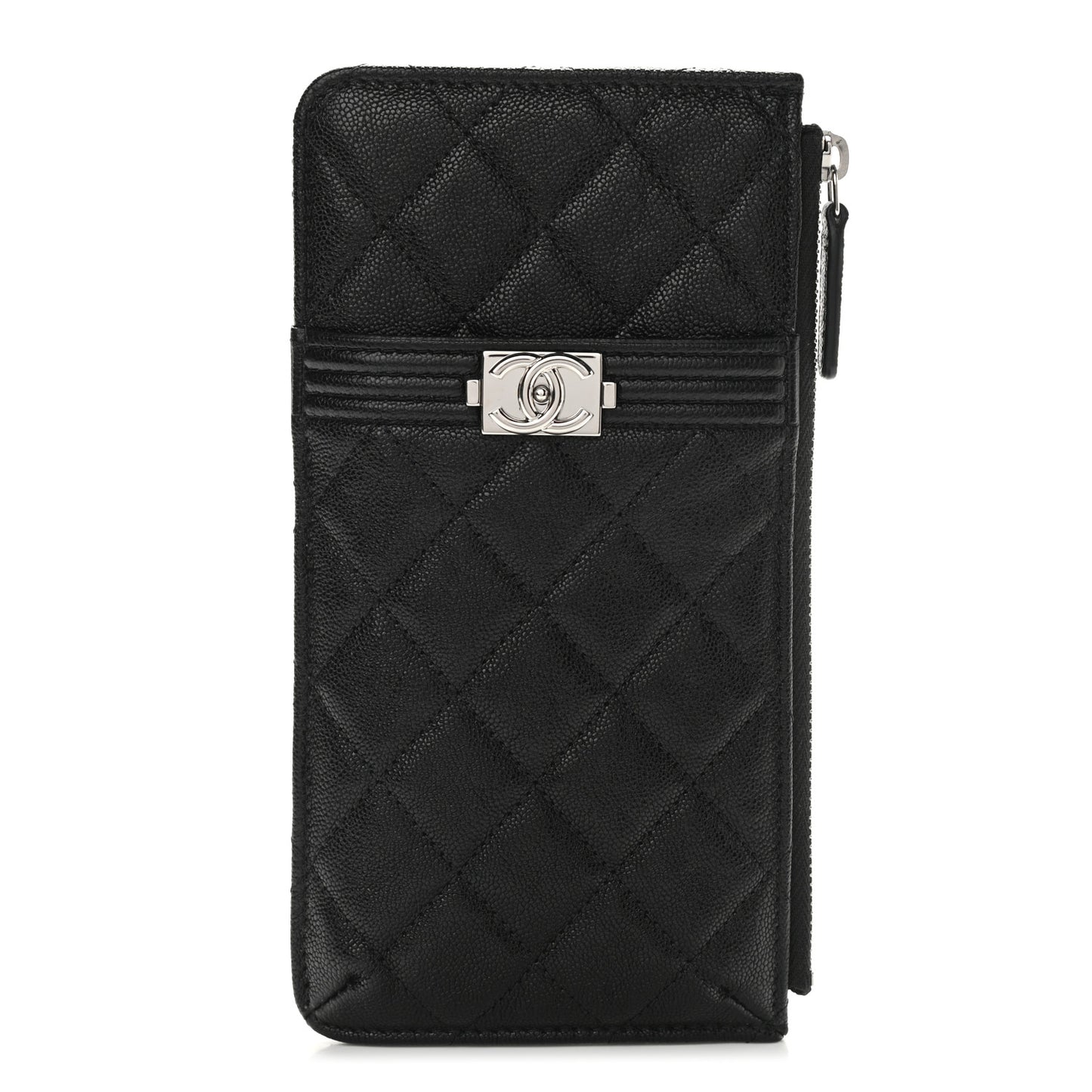 Caviar Quilted Boy Flat Wallet Pouch Black