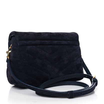Saint Laurent Suede Y Quilted Monogram Toy Loulou Crossbody Bag Navy 3 of 9