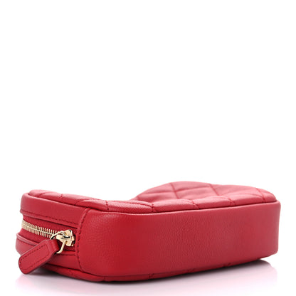 Chanel Caviar Quilted Small Curvy Pouch Cosmetic Case Dark Red 4 of 10