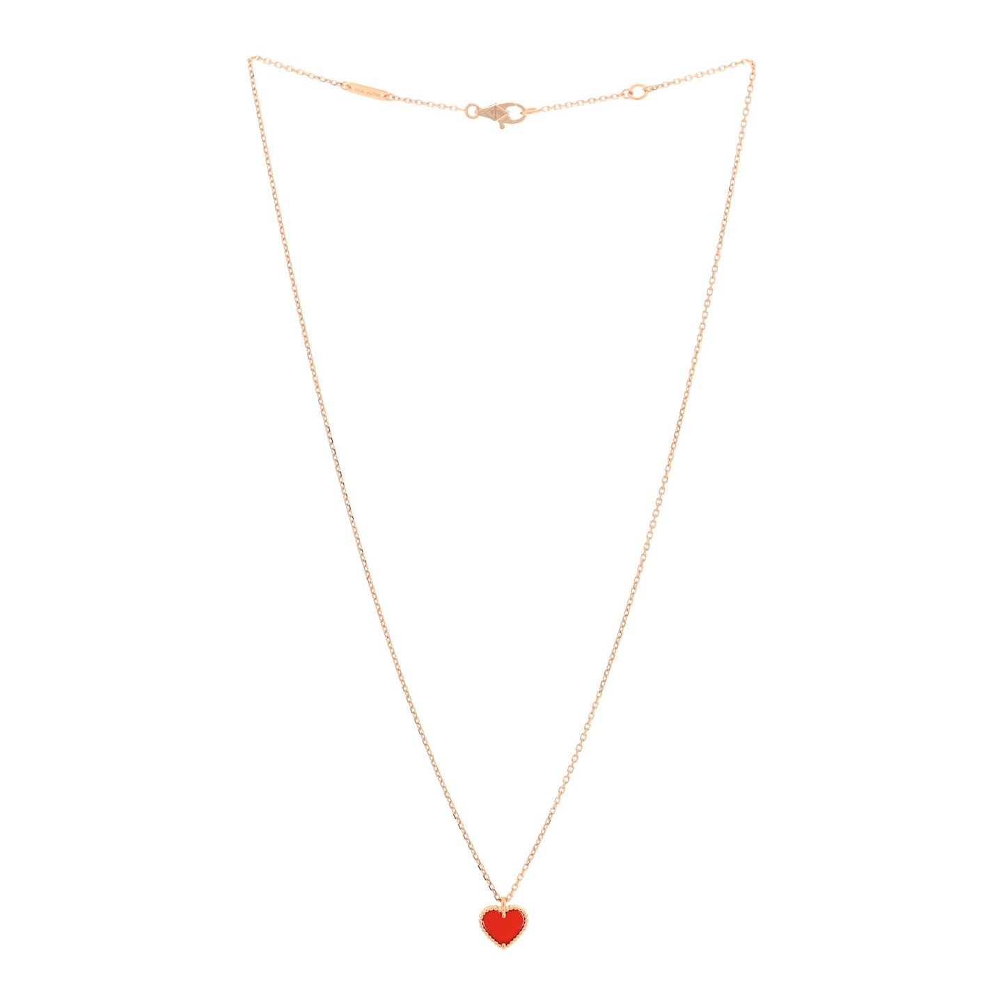 18k Rose Gold Carnelian Sweet Alhambra Heart Pendant Necklace