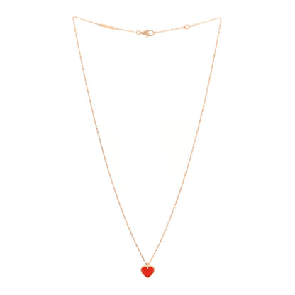 Van Cleef & Arpels 18k Rose Gold Carnelian Sweet Alhambra Heart Pendant Necklace 3 of 5