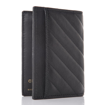 Chanel Sheepskin Chevron Card Holder Wallet Black 3 of 10