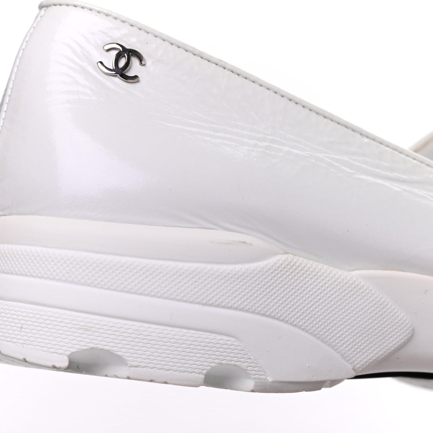 Patent Calfskin Mary Jane Strap Pumps 37 White